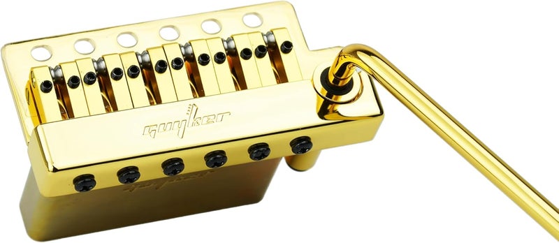 guyker Guitar Tremolo Bridge String Spacing 10.5MM with Brass Roller Saddle and Brass Block & Spring and Claw, Pop-In Vibrato Bar, Complete Install Kit, GG1009AB-T Gold - Image 3